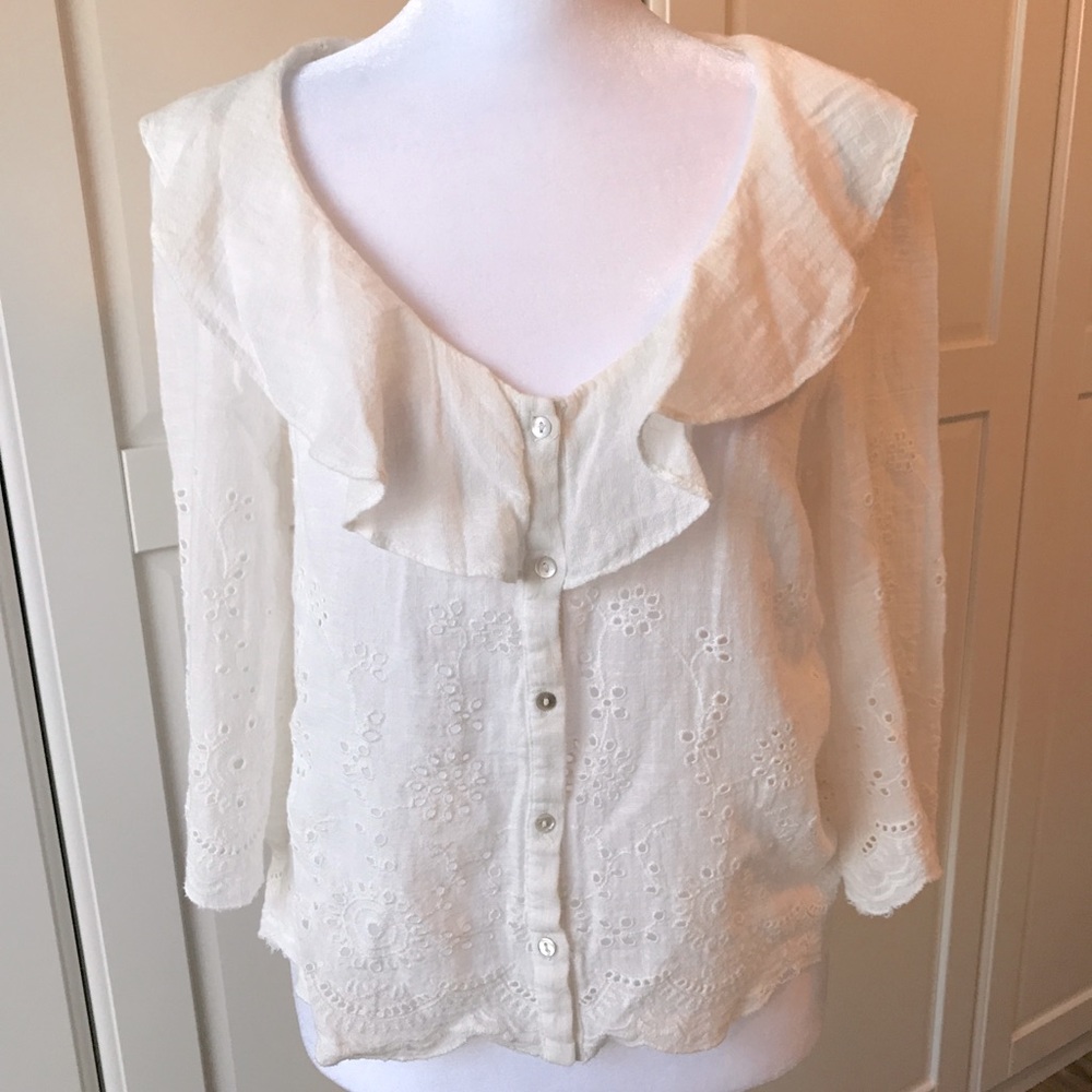 Zara perforated white blouse